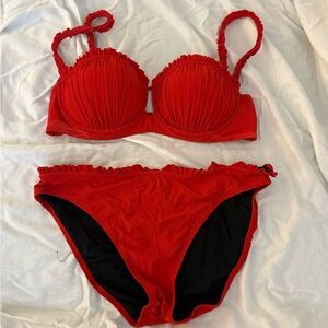 💘Gottex Vintage Red Ruffle Multiway Bikini
